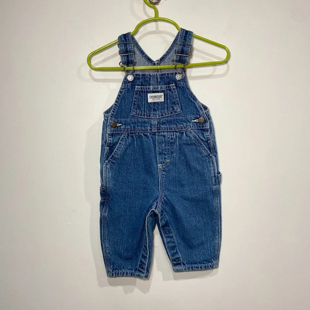 Vintage Oshkosh B'Gosh Girls Denim Overalls Size 6-9 Months